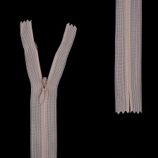 Молния спираль, тип 3, потайная, неразъемная, основа капрон, длина 50 см, цвет 306 (светло-бежевый), бегунок цвета основы