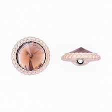 Пуговица пластиковая на полуножке, размер 28L, основа золотая, шляпка в форме конуса бежевая прозрачная