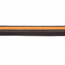 Декоративная тесьма отделочная лампасная со стразами, цвет черный+оранжевый, ширина 30 мм, намотка 50 ярдов