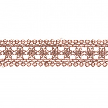 Кружево ажурное с нежным цветочным узором, ширина 30 мм, цвет каппучино, намотка 10 ярдов 
