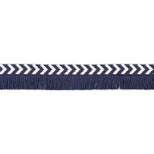 Тесьма букле с бахромой, ширина 25 мм, намотка 45 ярдов, цвет темно-синий+белый