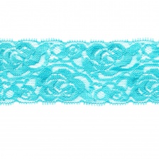 Кружево эластичное, ширина 60 мм, цвет бирюзовый, намотка 14,5 ярдов