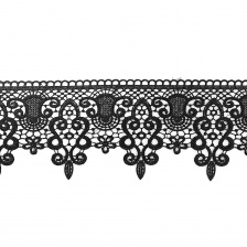 Кружево ажурное, ширина 110 мм, цвет черный, намотка 15 ярдов