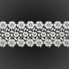 Кружево ажурное с нежным цветочным орнаментом, ширина 70 мм, цвет белый, намотка 15 ярдов