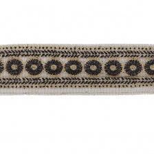 Кружево на черной сетке с золотым и черным глиттером, ширина 75 мм, намотка 15 ярдов