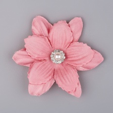 Цветочки декоративные со стразами и бусиной, цвет грязно-розовый, диаметр 55 мм