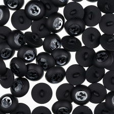 Пуговица пластиковая на ножке, 28L, черная с серебром