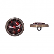 Пуговица пластиковая на ножке, размер 48L, основа цвета темный никель, шляпка бордовая в форме кристалла