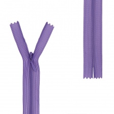 Молния спираль, тип 3, потайная, неразъемная, основа капрон, длина 50 см, цвет 171 (сиреневый), бегунок цвета основы