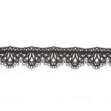Кружево ажурное матовая нить, ширина 25 мм, цвет черный, намотка 15 ярдов 