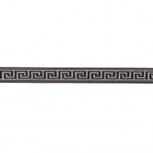 Жаккардовая лента, цвет черный+серебро, ширина 20 мм, намотка 10 метров