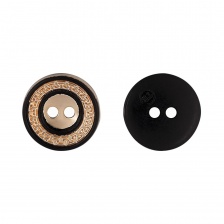 Пуговица пластиковая на два прокола, золотая с черным, 20L