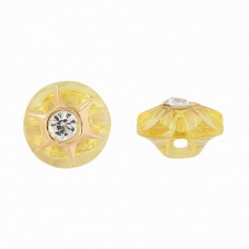 Пуговица пластиковая на ножке, круглая, желтая прозрачная с белой стразой в центре, 20L