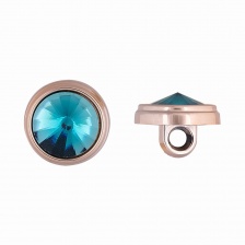 Пуговица пластиковая на ножке, круглая, золотая основа с бирюзовым кристалом, 20L