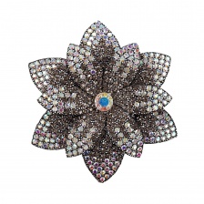 Аппликация с элементами из страз, цвет черный радужный (голография), диаметр 60 мм