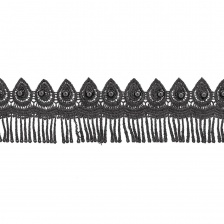 Кружево синтетическое намотка 15 ярдов, ширина 70 мм, цвет черный 