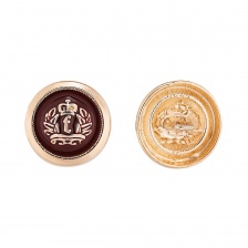Пуговица металлическая на нодкае, размер 28L, цвет бордовый+золотой