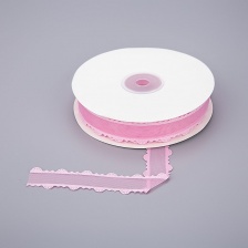 Декоративная лента капроновая с фигурной каймой, ширина 20 мм, цвет розовый,намотка 25 ярдов 