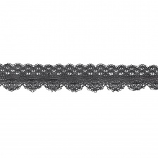 Кружево ажурное, нежная тонкая гирлянда с резными краями, ширина 55 мм, цвет черный, намотка 15 ярдов