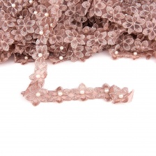 Цветочки из капроновой ленты, размер 30 мм, намотка 20 ярдов, цвет капучино