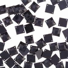 Стразы пришивные акриловые, форма квадрат, цвет черный, размер 15*15 мм
