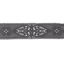 Кружево вязаное ажурное, ширина 80 мм, цвет черный, намотка 15 ярдов