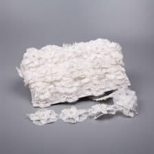 Кружево "Цветочное", ширина 50 мм, цвет белый, намотка 10 ярдов 