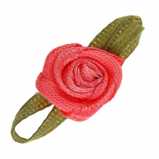 Цветочек из атласной ленты, коралл, размер 15 мм