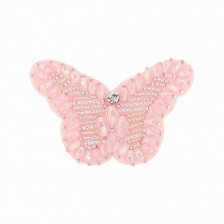 Аппликация с элементами из бисера на фетровой основе, цвет розовый, размер 70х45 мм