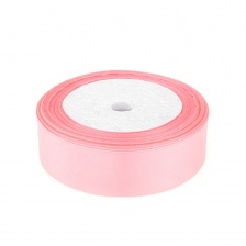 Декоративная лента атласная, ширина 25 мм, намотка 25 ярдов, цвет ярко-розовый