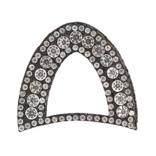 Аппликация "Ушки" из страз, на фетровой основе, размер 43 мм х 38 мм, цвет черный+белые стразы