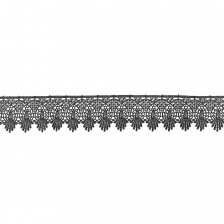 Ажурное тонкое кружево с восточным орнаментом и фестонами по краю, ширина 55 мм, цвет черный, намотка 15 ярдов