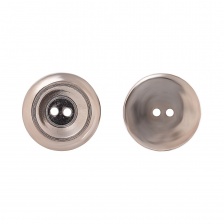 Пуговица пластиковая на два прокола, цвет темный никель, размер 40L