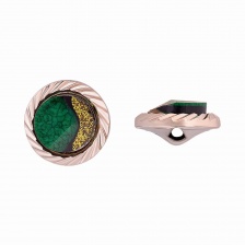 Пуговица пластиковая на полуножке, размер 28L, круглой формы, цвет золотой+зеленый