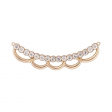 Декоративное украшение пришивное металлическое, цвет золото+белые стразы,  размер 95х25 мм