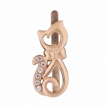 Брошь металлическая, крепление "усики", размер 12 мм х 25 мм, цвет золото+белые стразы