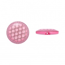 Пуговица пластиковая на полуножке, размер 24L, розовая с блестками