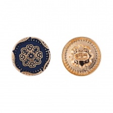 Пуговица металлическая на ножке, золотая с темно-синим, 28L