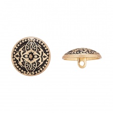 Пуговица металлическая на ножке, размер 32L, цвет золотой, на шляпке восточный орнамент