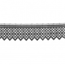 Кружево ажурное. тонкая красивая гирлянда с геометрическим узором и резным краем, ширина 83 мм цвет черный, намотка 15 ярдов, 