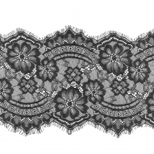 Кружево "Французское", ширина 210 мм, цвет черный, длина 3 метра