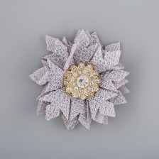 Цветочки декоративные тканевые со стразами, цвет серый, диаметр 40 мм, 