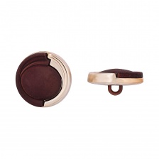 Пуговица пластиковая на ножке, круглой формы, золотая основа с коричневой вставкой, размер 40L