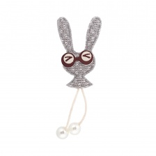 Аппликация 3D "Зайчик", цвет серый, размер 27х73 мм