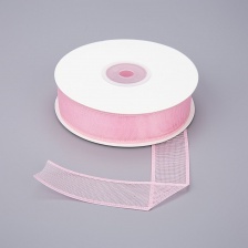 Декоративная лента капроновая, ширина 25 мм, намотка 25 ярдов, цвет розовый 