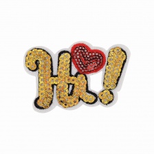 Термоаппликация "Hi" с пайетками, размер 70х45 мм