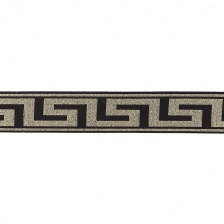 Жаккардовая лента, цвет черный+ золото, ширина 33 мм, намотка 10 метров