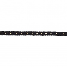 Декоративная тесьма отделочная с металлическими заклепками, цвет черный, ширина 15 мм, намотка 10 ярдов