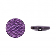 Пуговица пластиковая на полуножке, размер 24L, фиолетовая с блестками, рисунок "елочка"