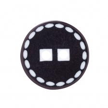 Пуговица пластиковая на два прокола, черная с белым, размер 28L